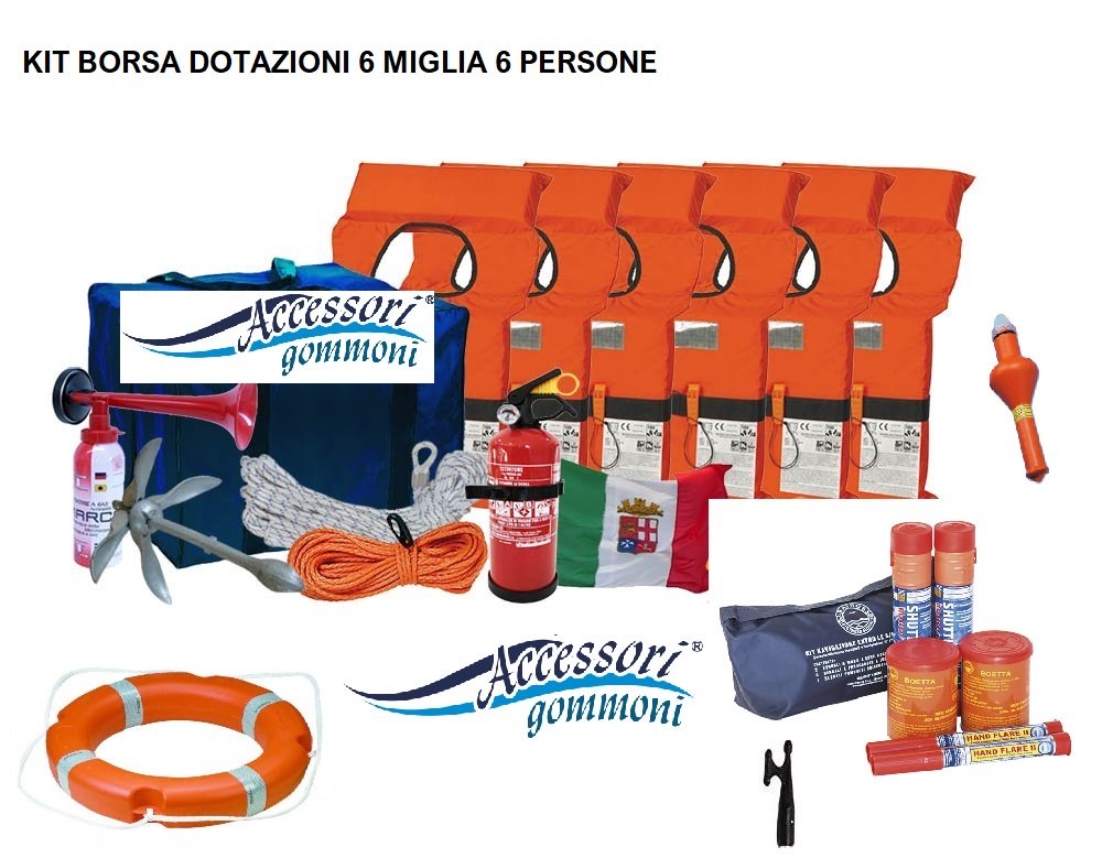 Borsa Dotazioni Di Sicurezza 6 Persone Entro 12 Miglia Per Gommone Barca