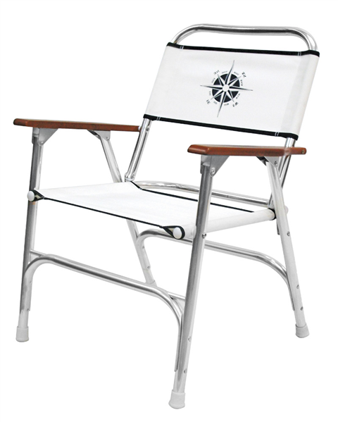 SEDIA PIEGHEVOLE IN ALLUMINIO CON TESSUTO BIANCO PER BARCA